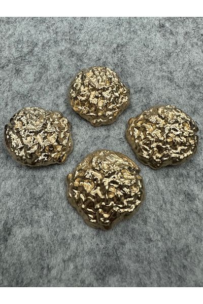 T.T Polnet Button Gold Color Metal Crinkled Jacket Blazer Button 3 Pieces