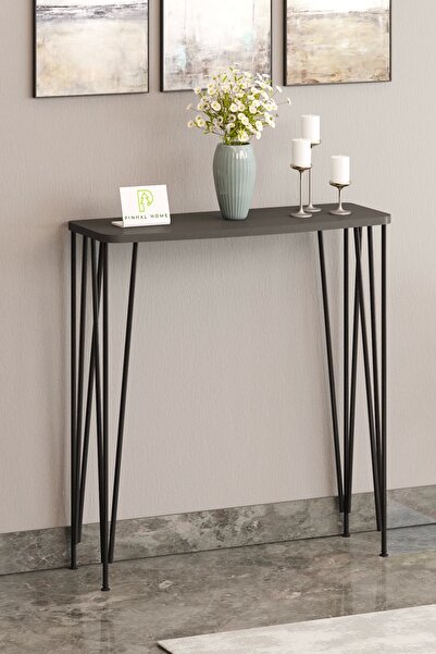 Pinhal Home 80cm Antrasit Gri Dresuar Kahve Köşesi Konsol Modern Raf Metal Bo...