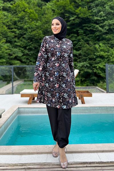 REMSA Parachute Full Covered Hijab Μαγιό Celeste 9290 Μαύρο
