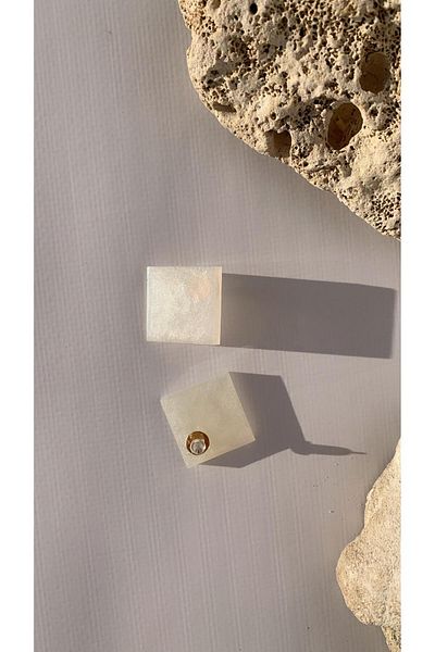 MISS GOLDEN Square Shape Epoxy Earrings with White Gold Accessories - Gift