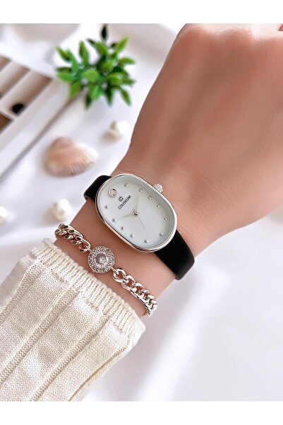 Coliseum Vintage Leather Band Women's Wrist Watch and Bracelet Set - Cl8104.Bm3