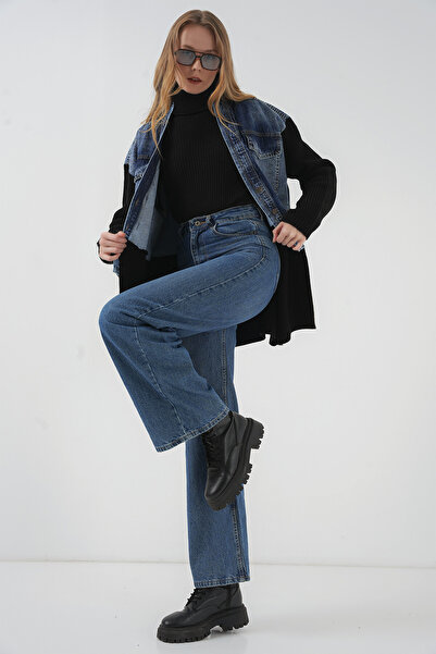 Bigdart 15919 Long Knitwear Denim Jacket - Black