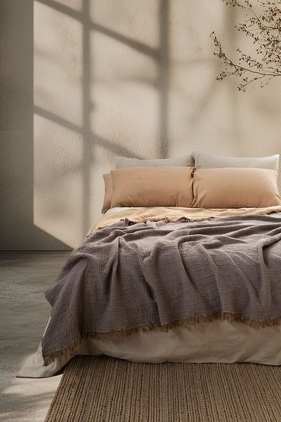Barine Кувертюра за легло Cocoon Cotton 4 Layer Muslin, кафява/горчица, 240x260