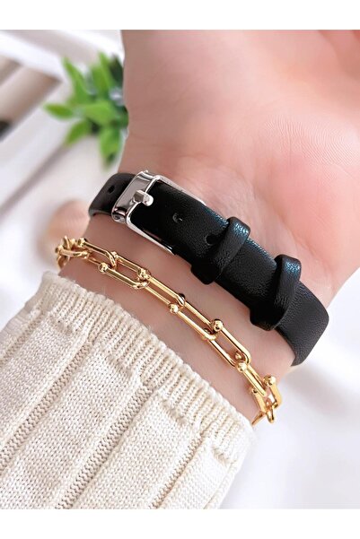 Coliseum Vintage Leather Band Women's Wrist Watch and Bracelet Set - Cl8104.Bm3