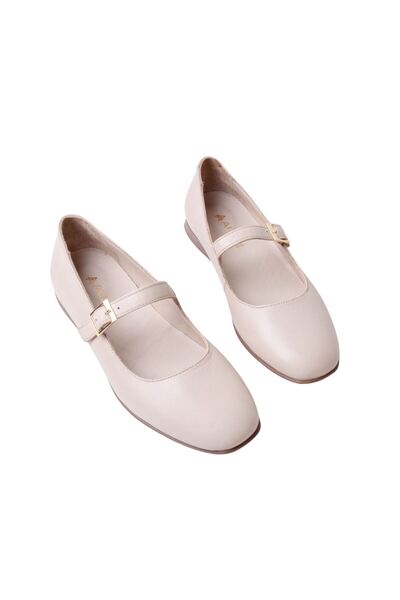 ALBİNİ Albini 25100780 Γυναικείες δερμάτινες μπαλαρίνες σε μπεζ χρώμα