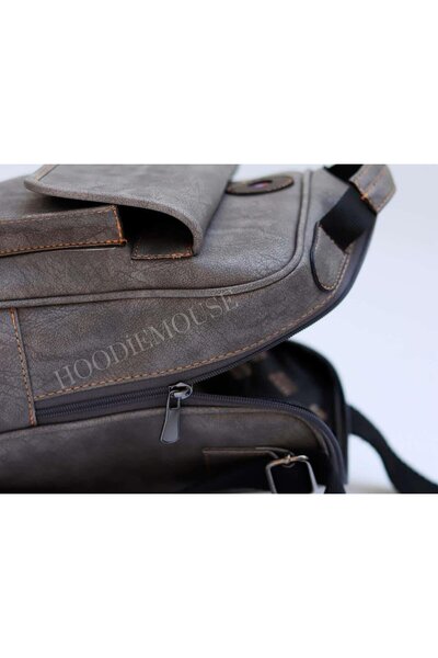 HOODİEMOUSE Simple Pattern Unisex Bag Ethnic Bohemian Style on Both Back and Cross and Hand - Gray