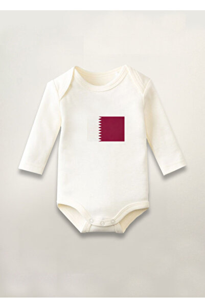 MODA Qatar Flag Printed Cotton Long Sleeve Snap Baby Bodysuit Undershirt Jump...