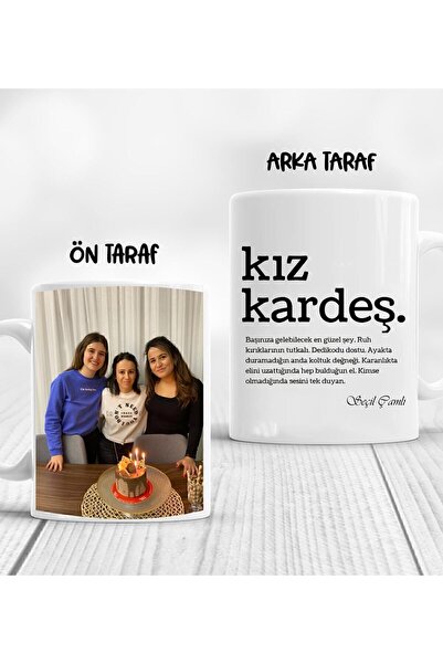 BİN1ÇEŞİT Kişiye Özel Kız Kardeş Tasarımlı Fotoğraflı Ve Isim Yazılı Kupa Bardak