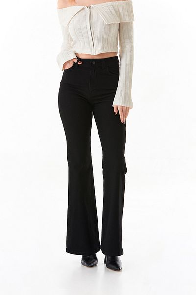 Fulla Moda Buttoned High Waist Spanish Leg Trousers