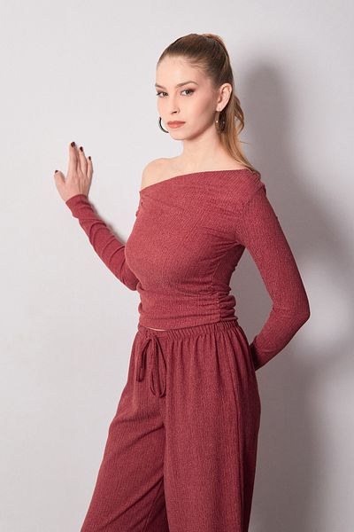 Fulla Moda Μπλούζα με λαιμόκοψη από ύφασμα Bürümcük