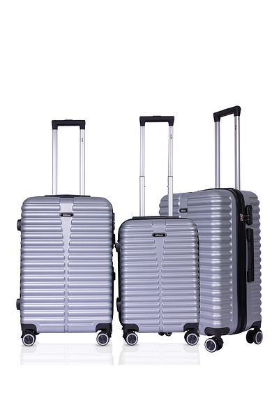 Mnuk Destiny Set of 3 Luggage | Hardside Trolley | 20/24/28 Silver