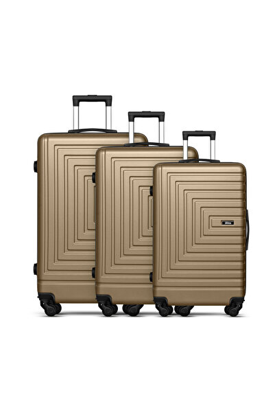 Mnuk Pilgrimage Set of 3 Luggage | Hardside Trolley | 20/24/28" | Gold