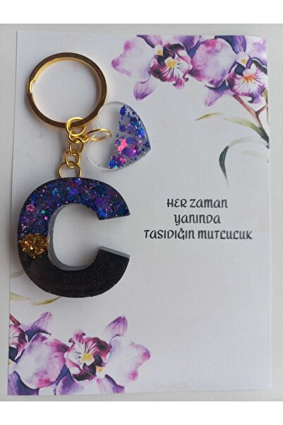 demirbasavm سلسلة مفاتيح مصنوعة يدويًا على شكل حرف C