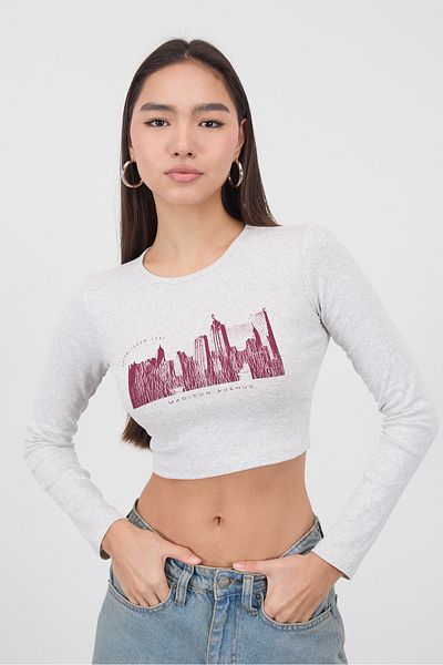 Addax Μπλούζα Madison Avenue Written Crop B1639-l6