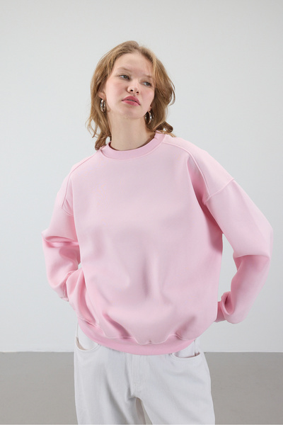Addax Crew Neck Raised Basic Sweatshirt S3408-K11