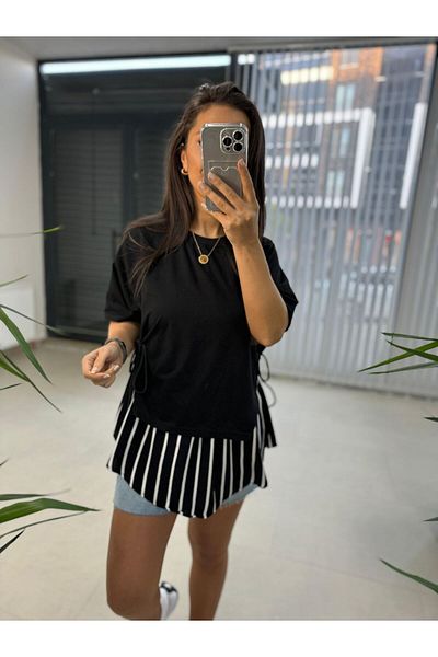 caddstore Dr 2274 Design Negru Sweat cu cravată laterală