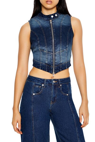 Forever 21 Denim Crop Bluz