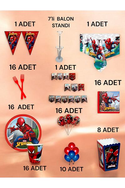 VibeHome 16 Person Spiderman Themed 2XL Package - Birthday Party and Fun Events