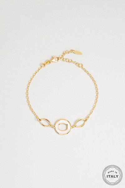 So CHIC... İtalyan 18 Ayar Sarı Altın Kaplama 19 Cm Gümüş Zincir Bileklik