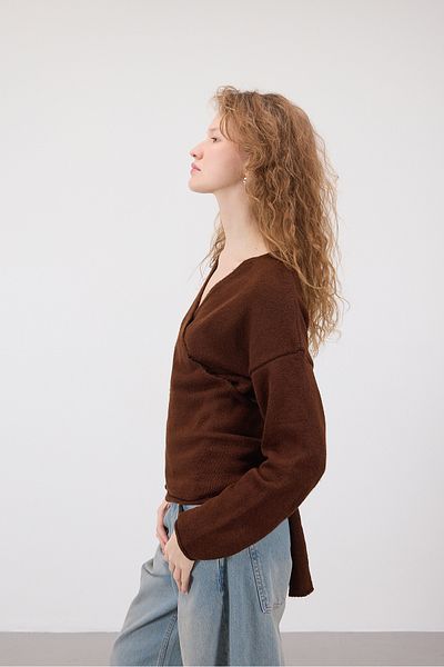 Addax V-Neck Tie-Up Knitwear Cardigan H 241162 -C8