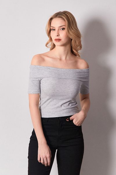 Fulla Moda Βασική μπλούζα με γιακά Madonna