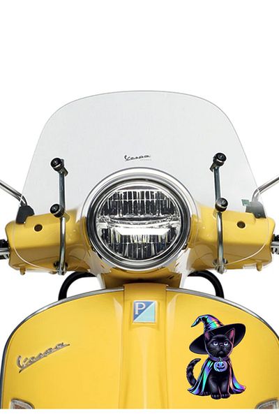 MegaSticker Vrăjitoare Pisica Neagră Autocolant pentru mașină, motocicletă, cască, laptop, parbriz 13x10 cm