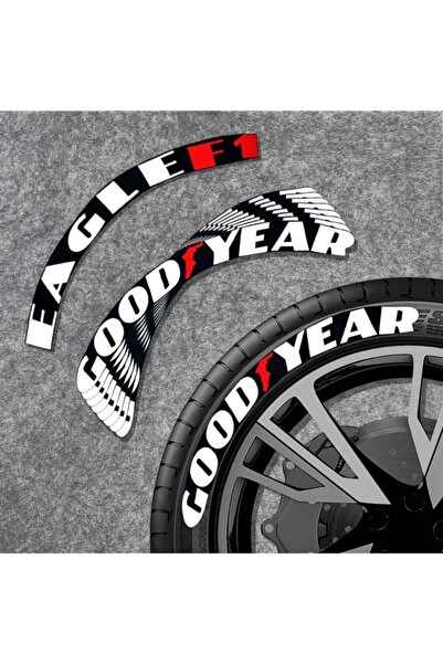 komauto Good Year Eagle F1 4 قطع 2.5 سم - كتابة إطارات بيضاء ثلاثية الأبعاد (صنع في الولايات المتحدة الأمريكية)