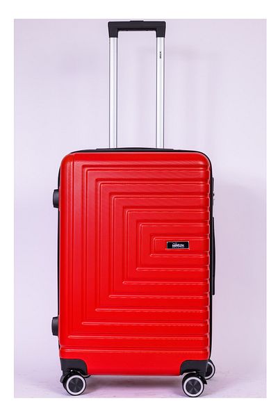 Mnuk Pilgrimage Checked Travel Luggage | Hardside Trolley | 24 Red
