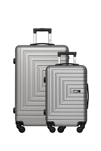 Mnuk Pilgrimage Set of 2 Luggage | Hardside Trolley | 20/28" | Silver