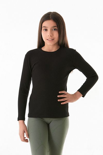 Fulla Moda Ribbed Girl's Bodysuit - Crew Neck