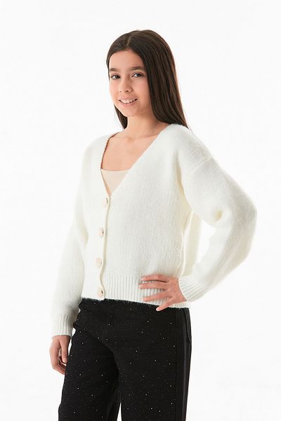 Fulla Moda Cardigan pentru fete cu decolteu în V cu nasturi