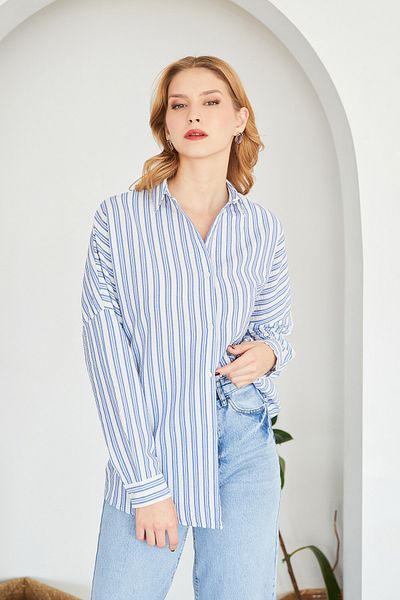 Fulla Moda Cămașă cu nasturi în dungi