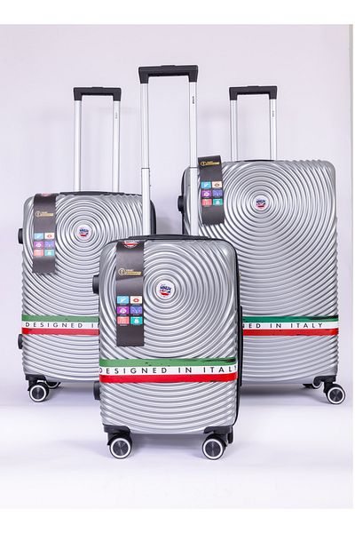 Mnuk Cruise Set of 3 Luggage | Hardside Trolley with USB Port | 20/24/28 Silver