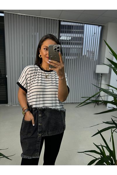 caddstore Sweat cu dungi Dr 2570 Design Denim