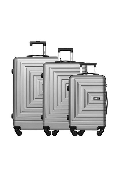 Mnuk Pilgrimage Set of 3 Luggage | Hardside Trolley | 20/24/28" | Silver
