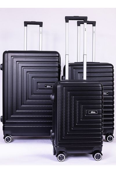Mnuk Pilgrimage Set of 3 Traveling Luggage | Hardside Trolley | 20/24/28 Black