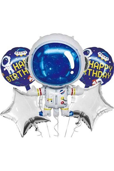 Parti Dükkanım مجموعة بالونات فويل رائد الفضاء مكونة من 5 قطع