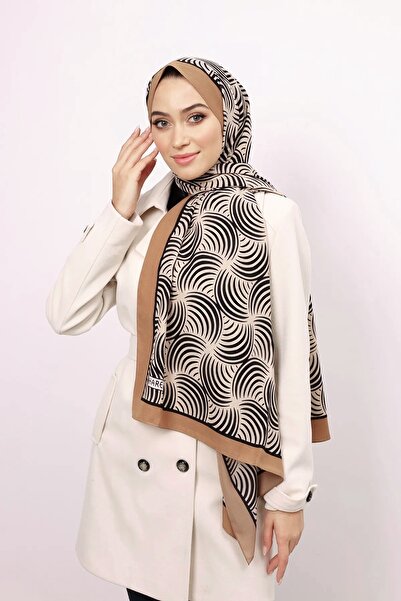 İpekel Bej Desenli Medine İpeği Şal