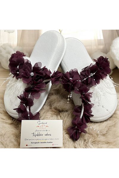 SavBrand Plum Colored Mother's Maternity Slippers and Crown - Maternity Crown and Slippers