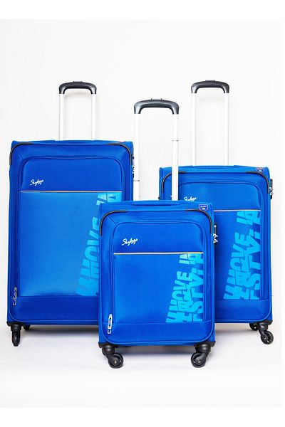 Skybags Rhumba Set Of 3 Luggage, Polyester Soft Sided, 20/24/28 Blue