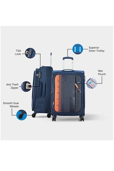 Skybags Airway Pro Set of 2 Luggage, Expandable, TSA Lock, 20/28 Blue