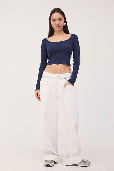 Addax U-Neck Long Sleeve Basic Blouse B1627-X3
