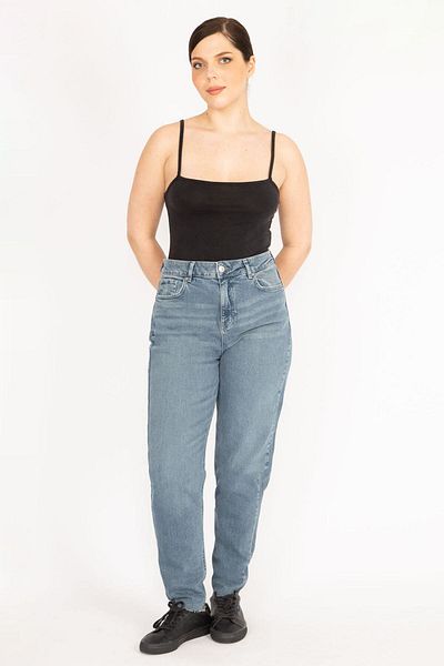 Şans Blugi de damă, albastru, mărime mare, cu 5 buzunare, lycra 65n36271