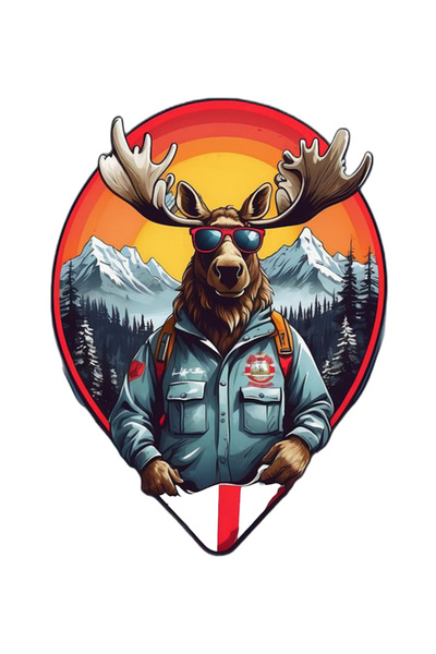 MegaSticker 13X10 cm Mountaineer Reindeer Car and Motorcycle Windshield Sticker