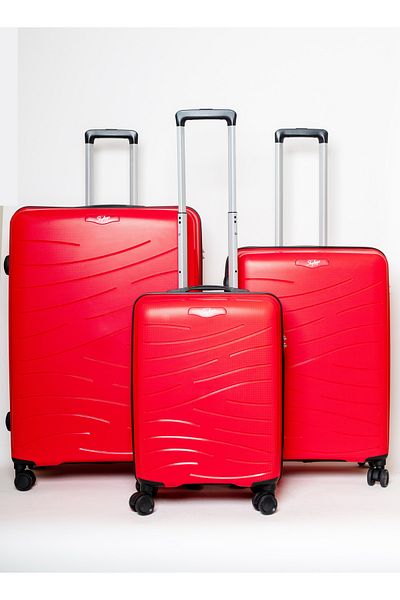 Skybags Set of 3 Polypropylene Maxx Luggage Trolley | 55/67/79, Red