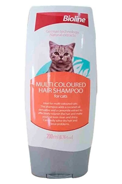 Bioline شامبو متعدد الألوان للقطط 200 مل، تاريخ انتهاء الصلاحية: 07/2027