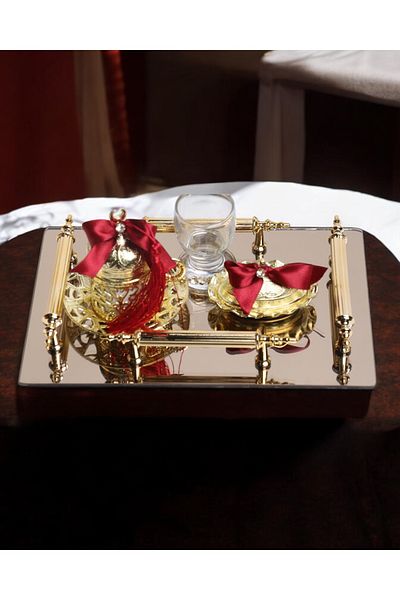 CyzHome Reverence Gold Groom Cup Coffee Tray