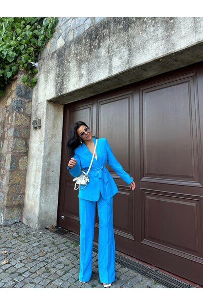 SUXİRCNHTMTS Women's Elegant Belted Suit Women's Belt Detailed Elite Suit