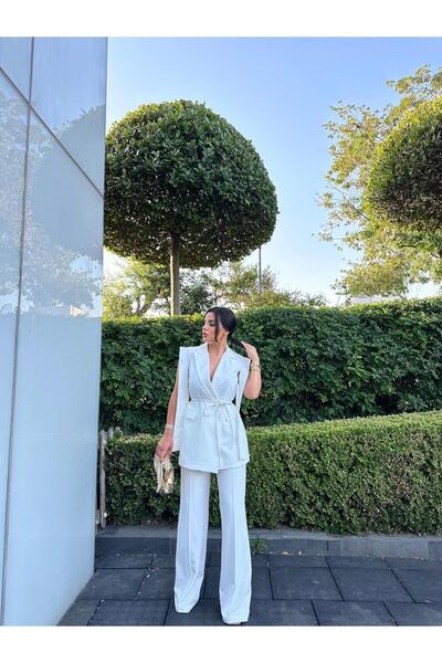 SUXİRCNHTMTS Γυναικείο κοστούμι παντελόνι γιλέκο Oversize με γραβάτα