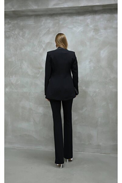 SUXİRCNHTMTS Kadın Yakası Taş Biyeli Düğme Detay Takım